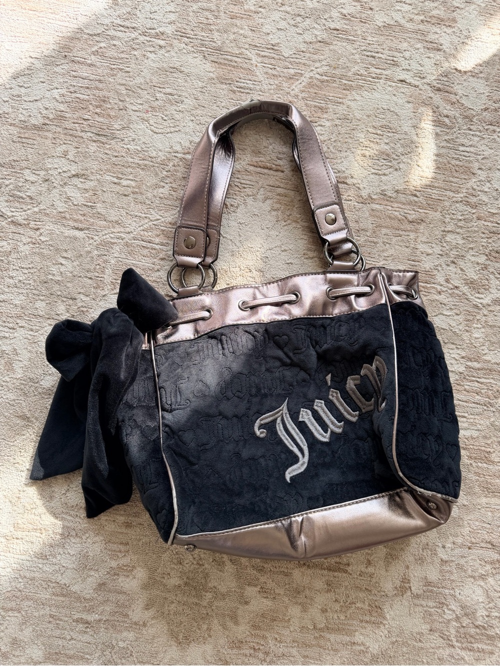 Juicy Couture Black Tote with Metallic Bronze Accents